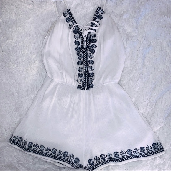 Dresses & Skirts - White/Navy Blue Romper